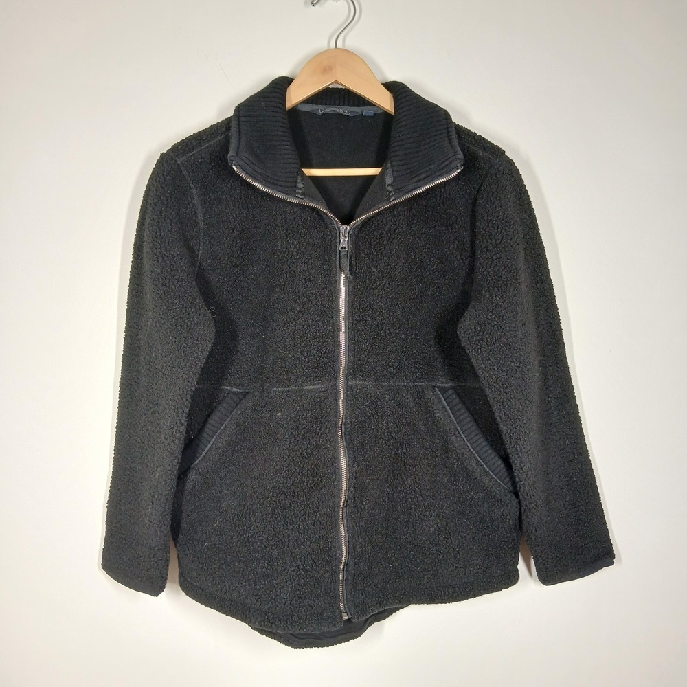 Vineyard Vines Jacket Womens XS Black Fleece Full Zip Preppy Coastal